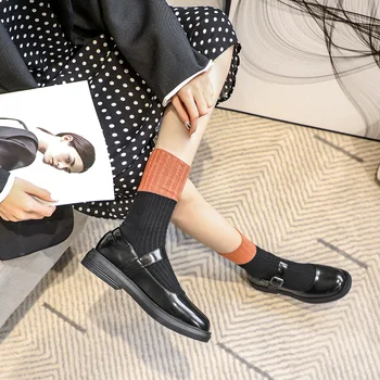 Male kožne cipele ženske jesen stan studenti korejski stil univerzalni koledž stil crna Mary Jane cipele lykj-yx