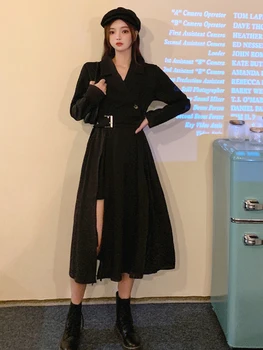 Haljine za žene 2020 jesen korejski modna odjeća vintage gotička elegantna crna sportska Elegantna sportska jakna dugih rukava duga haljina