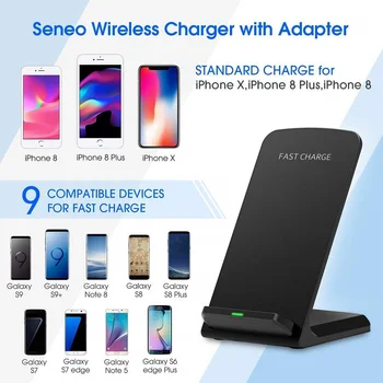 Qi Wireless Charger Stand kompatibilan sa Samsung S9 S8 Plus Note 9 iPhone 8 X 8 XS Max XR Mobile Phone Fast USB Wireless Charger