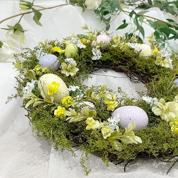1 compl. Uskrsni vijenac s jajima Happy Easter Party dekoracije za dom zanat festival stranka deco 40 cm glavna vrata visi vijenac