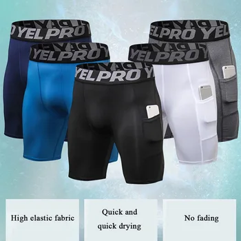 MONERFFI 2020 New Muške Compression Shorts Line kratke hulahopke Mršava Bodybuilding Breathable Man s Bottom Fitness Pocket Shorts