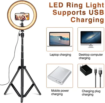 10 cm 26 cm USB LED Ring Light Photography Flash lampa sa postoljem za stativ 1.6 m, затемняемое rasvjeta Ringlight za video/fotografije
