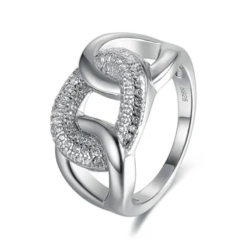 925 sterling srebra prsten punk nit Cirkon nakit veliki širok moda večernja zabava prsten za žene fin nakit