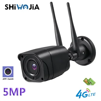 SHIWOJIA 5MP Mini IP Camera 4G SIM kartica Wifi Security Camera 1080P HD Outdoor IP66 Waterproof Nadzor Onvif Camera Camhi
