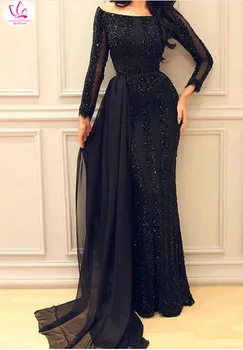 2020 crno elegantno seksi brončanog haljini dugih rukava plašt suptilno seksi haljina nepravilan rad večernja haljina jedinstveni dizajn moda Seksi