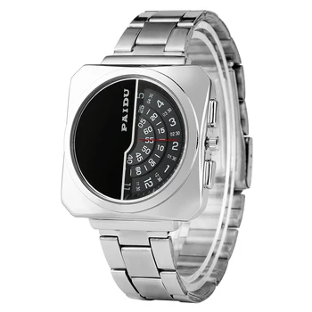 Moda kreativne sat kvadratni Puni sat od nehrđajućeg čelika gospodo kvarcni satovi top brand luksuznih muški ručni sat reloj hombre