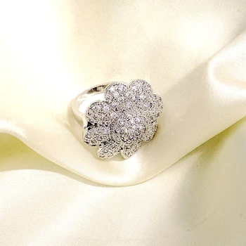 Vjenčanje moda biljka cvijet utrti cirkonij prsten za žene Dubai nakit poklon Dropshipping