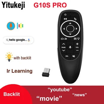 G10S Pro Google Voice daljinski upravljač s pozadinskim osvjetljenjem, Fly Air Mouse 2.4 G bežični žiro IC-učenje za Youtube Android TV Box PC
