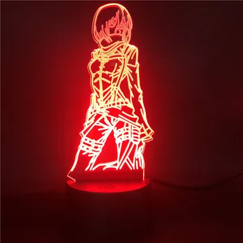 3d USB Nightlamp Attack on Titan Mikasa Ackerman Figure LED Night Light for Kids Children Room Decor Light Changing Table Light