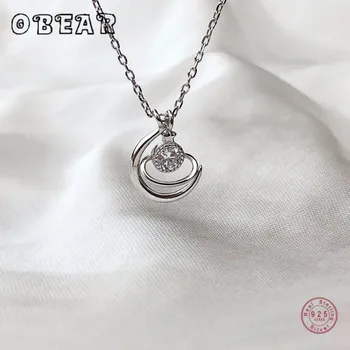 OBEAR 925 sterling srebra montažni rez Planet CZ privjesak kratke ključne kosti Ogrlice za žene modni nakit pokloni