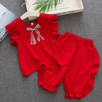 1-5 godina šifon djevojke odjeća ljeto novorođene djevojčice odjeća kit 2 kom. pamuka djevojka odjeća majica + hlače Dječje odjeće skup
