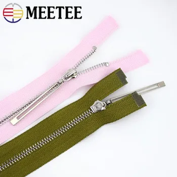 Meetee 2pcs 20cm Close-end 40/50/60/70cm Open-End 3# metalni zatvarač Srebrni zub Zip DIY torbe novčanik odjeća šivaći pribor