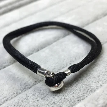 2019 925 sterling srebra klasični autentičan tkanina kabel narukvica crna ženski šarm moda DIY nakit Besplatna dostava