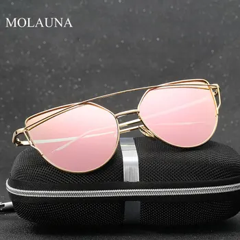 2020 moda Mačka oko vintage rose gold ogledalo ženske sunčane naočale metalnih odražavaju ravne leće turizam sunčane naočale višebojnom UV400