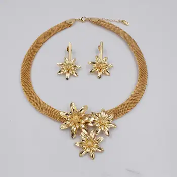 Visoka kvaliteta Dubai Italija 750 zlatna boja nakita veliki skup za žene afrički perle modni nakit ogrlica set naušnice nakit