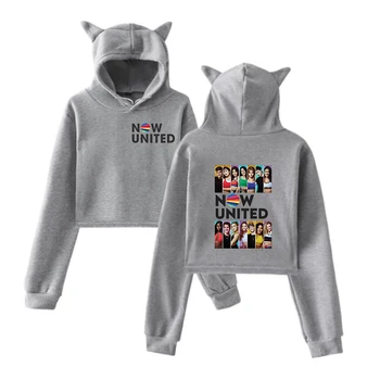 Sada United Hoodie Women Pullover Girl Tracksui Mačka Crop Top Pink UN Team Girls Sweatshirt Now United-Better Album Cat Hoodie