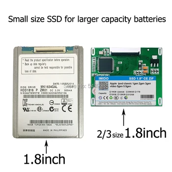 Novi 128GB SSD 256GB 512GB 1TB za Ipod classic 7Gen Ipod video 5th Replace MK3008GAH MK8010GAH MK1634GAL Ipod HDD tool