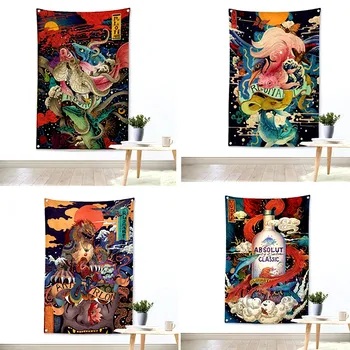 Otrcana šik japanski укие-e tetovaža predložak zastava banner vintage plakati naljepnica zid tkanina, tapiserija slikarstvo caffe bar kućni dekor
