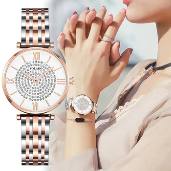 Yolako Luksuzni Brand Ladies Dress Watches nehrđajućeg čelika puni dijamant analogni Kvarcni ručni satovi retro ženski satovi za XB40