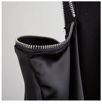 [EAM] žene Black Lightning nabrane od Shouder haljina novi stand kragna, dugi rukav slobodna ukrcaj moda plima proljeće i jesen 2021 1N069