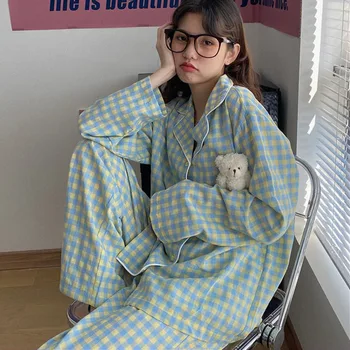 Novi Korejski Stil Ženske Pidžame Setovi Proljeće Pokrivač Slatka Dugi Rukav Soft Svakodnevni Pidžama Jesen Slobodan Pidžama Ženski Moda