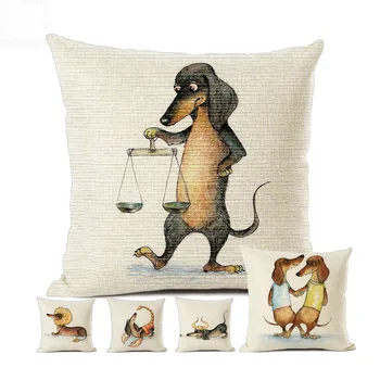 12 Zodiac pas jazavčar smiješno bacanje jastučnicu za dječju sobu strip i crtani film Sauage pas umjetnost slatka kauč na jastučnicu 45x45 cm
