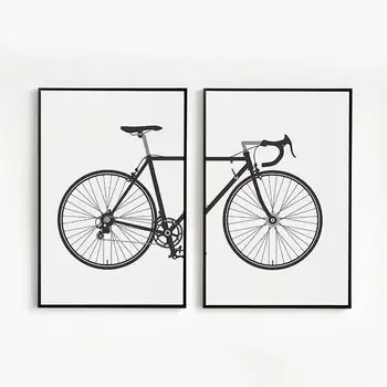 Nordijsko Crno-Bijela Moda Bicikl Je Slikarstvo Na Platnu Plakati Dnevni Boravak Skandinavska Zid Umjetnost Modularni Biciklistička Slika Kućni Dekor