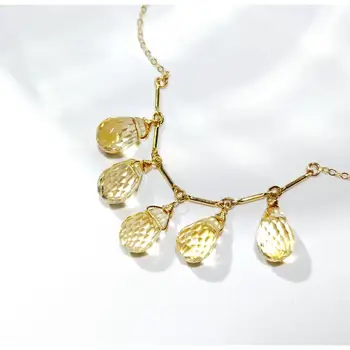 Lii Ji Citrine Ametrine Kap Beads 14K Zlato Filled Natural Stone privjesak ogrlica 40+5cm
