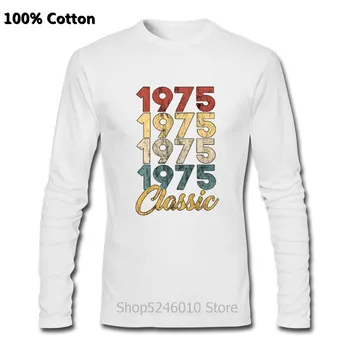 Vintage serija 1975 majica 44. rođendanski poklon muška novost dugi rukav, pamučna t-shirt O-izrez smiješno godišnjice rođenja tees