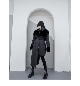 CHEERART asimetrični стеганая jakna ženska parka čipke krzna ovratnik kaputa dizajner zimska moda kaput 2020