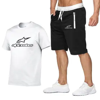 Conjunto de camiseta y pantalones cortos para hombre, chndal de 2 piezas + pantaln corto, camisetas informales de playa, 2020