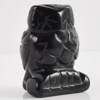 Prirodni dragulj sova figurice crna metalik mini životinje kamen i ljekovita kristali zanat rezbarena kip za uređenje doma