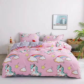Solsticija Home Textile 3 / 4Pcs Teen Adult Bedding Sets deka jastučnicu krevetu plavo-siva posteljina King i Queen Twin Size