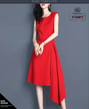 Proljeće 2019 ženski stil haljina bez rukava božica navijač Crvene нерегулярная suknja