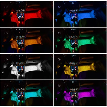 4kom automobil RGB led traka boja automobil RGB atmosfera pod svjetlo i zvuk aktivna funkcija unutrašnjost automobila svjetlo daljinski upravljač DC12V