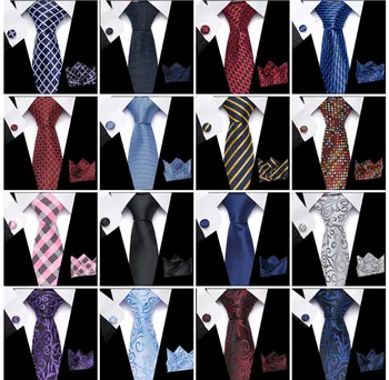Muški kravata plava / crvena / pink svilenih kravata i marama manžete skup muške kravate za vjenčanja posao