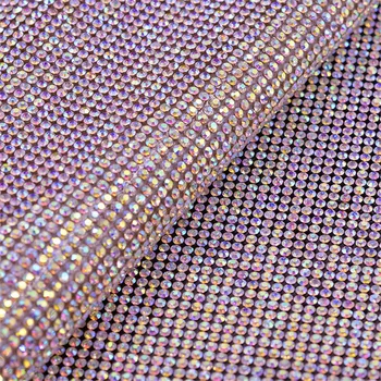 JUNAO 24x40cm Light Topaz Navrat-Glass vještački dijamant Mesh Trim Crystal Fabric Sheets Hot Fix Patches glačalo za odjeću aplicirano