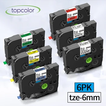 Topcolor 6PK 6 mm TZE trake tze211 kompatibilan s bratski Этикеточными trakama tz 211 TZE-211 P-Touch Printer PT-1000 Label Maker Traka