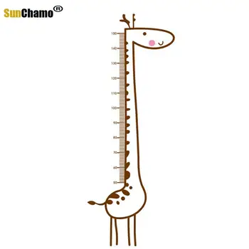 Crtani film žirafa Visina mjera naljepnica zid pozadina za djecu sobe Visina chart vladar uređenje doma zid naljepnice naljepnice umjetnosti