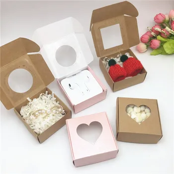 20 kom./lot roza ruža visoke kvalitete vjenčanje pakiranje papirnate kutije ljubav Srce/zaokružiti/kvadratni oblik, prozirni prozor poklon kutije