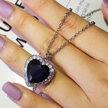 2021 luksuzni plavo Srce mora srebra 925 ogrlice za žene godišnjicu poklon nakit veleprodaja prodati X5794