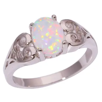 Bijela Vatreni opal posrebreni prsten na Veliko trgovina na malo topliji надувательство za moda udata žena nakit, prsten veličine 6 7 8 OJ8568