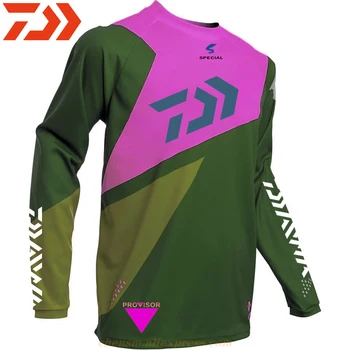 2021 Men Daiwa Sports Fishing Odjeca Outdoor Mesh Breathable Hooded Jersey Cycling Clothes Dawa Ice Silk Cool Ribolov Shirts