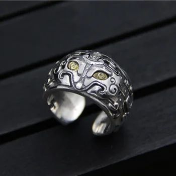 S925 srebra moda Bog zvijer prsten za muškarce tajlandski Silver Vintage vanjski prsten cool muški nakit