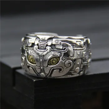 S925 srebra moda Bog zvijer prsten za muškarce tajlandski Silver Vintage vanjski prsten cool muški nakit