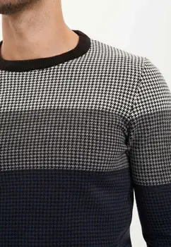 DeFacto Winter Man Tricot Block Pattern okrugli izrez dres kardigan džemper pulover toplo casual moda-R8975AZ20WN