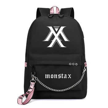 Monsta X želim jedan Jisoo Lisa korejski stil ruksak školske torbe Mochila putovanja laptop torbe s kabelom USB-priključak za slušalice