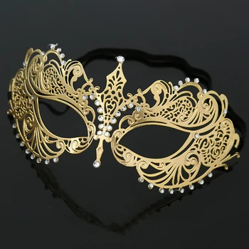 Luksuzna Zlatna Kruna Venecijanski Metal Lasersko Rezanje Vjenčanje Maskenbal Maska Ples Cosplay Kostim Stranka Maska