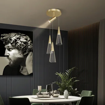 Blagovaonica dnevni boravak moderna luksuzna luster crna / zlatna LED kuhinja otok viseći svijećnjak caffe restoran bar deco svjetlo