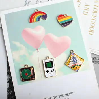 10 kom/pak. Rainbow igra srce glazbeni razred emajl privjesci naušnice nosača nakita šarene narukvice privjesci za DIY
